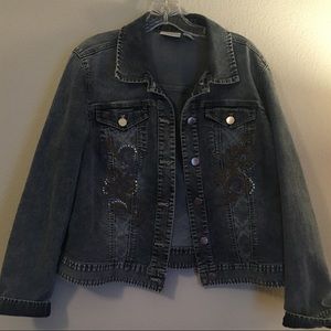 Chicos Platinum Jean Jacket. Size 2.